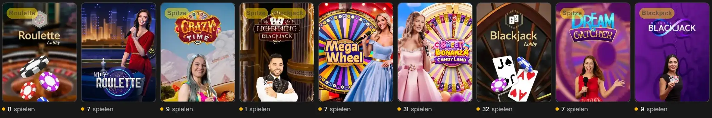 Live-Casino und Tischspiele